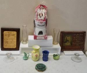lot 39 image: Variety of Vintage Home Decor & Fondue Pot (View Photos  As Is)