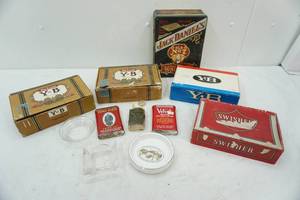 lot 17 image: cigar boxes & ashtray lot
