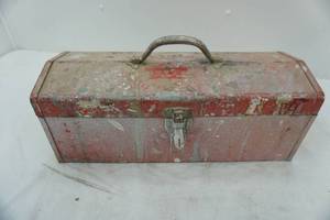 lot 55 image: metal toolbox and hardware lot