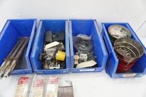 lot 63 image: hardware lot 4 large blue bins and contents