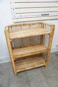 lot 112 image: Foldable Vintage Wicker 3 tier Shelf