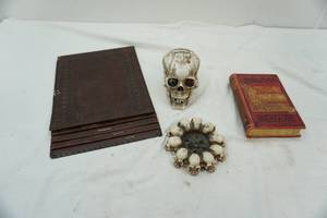 lot 82 image: skull ashtray and coin bank & Dante 1881 Hell, Purgatory, and Paradise