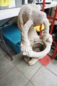 lot 157 image: dog statue and planter