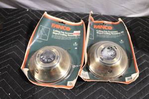 lot 8 image: Fanco Ceiling Fan Sloped Ceiling Mounting Kit and Brass Decorative Set