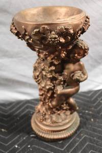 lot 13 image: Decorative Cherub and Floral Bronze-Colored Vase