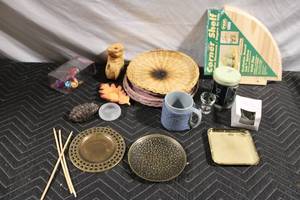 lot 20 image: Eclectic Home Decor and Kitchen Collection with Corner Shelf