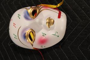 lot 41 image: Decorative Venetian Mask with Musical Note Design and Ribbon Accessories