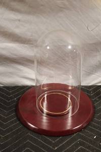lot 47 image: Glass Dome with Wooden Base Display Jar