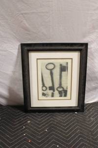 lot 68 image: Framed Art Print of Vintage Keys, Made in Mexico