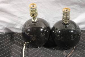 lot 94 image: Pair of Black Spherical Table Lamp Bases