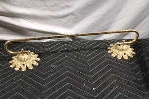 lot 120 image: Antique Brass Towel Bar with Ornate End Caps