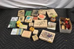 lot 124 image: Collection of Decorative Rubber Stamps with Inks and Blocks