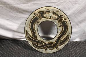 lot 132 image: Decorative Circular Dragon Wall Art & Champagne Bubble Set