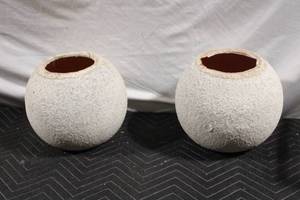 lot 140 image: Pair of Large Spherical Textured Planters