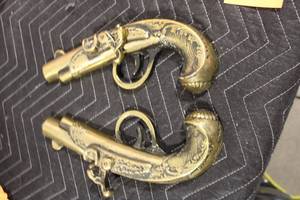 lot A-151 image: Pair of Antique Brass Decorative Pistols