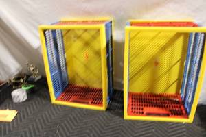 lot 185 image: Pair of Metal Stacking Storage Containers with Vibrant Colors