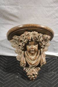 lot 188 image: Vintage Wall-Mounted Cherub Shelf with Ornate Design