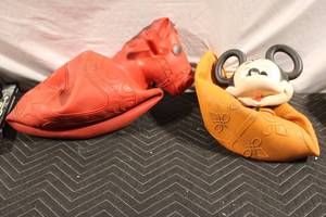 lot 211 image: Vintage Inflatable Pony and Mickey Mouse Ride-On Toys