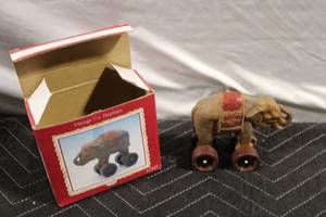 lot A-227 image: Vintage Toy Elephant on Wheels with Original Box