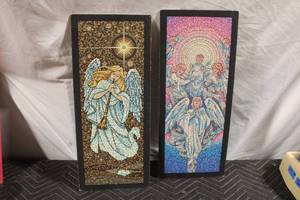 lot 232 image: Set of 2 Angel Themed Mosaic Wall Art Panels
