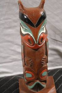 lot A-257 image: Native American Carved Totem and Set of 3 Metal File Boxes