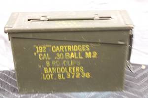 lot A-262 image: Vintage Military Ammunition Metal Storage Box