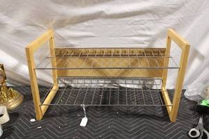 lot 277 image: Wooden and Metal Wire Shoe Rack Organizer