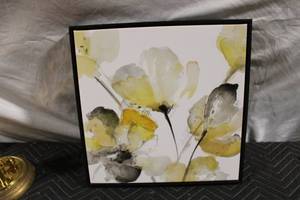 lot 284 image: Framed Floral Watercolor Artwork - 16x16 Inches