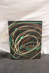 lot 286 image: Abstract Modern Canvas Art with Green and Brown Swirls
