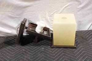 lot 287 image: Set of Two Wall Mount Light Fixtures with Frosted Glass Shades