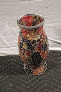 lot 311 image: Mosaic Glass Vase with Vibrant Colors