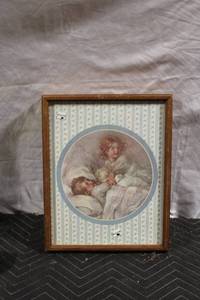 lot 320 image: Framed Vintage Art Print with Wooden Frame