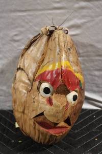 lot 322 image: Handcrafted Coconut Shell Mask with Painted Details