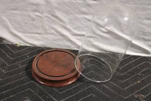 lot 327 image: Glass Display Dome with Wooden Base