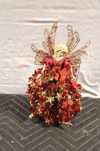 lot 335 image: 11-Inch Handmade Red and Gold Christmas Angel