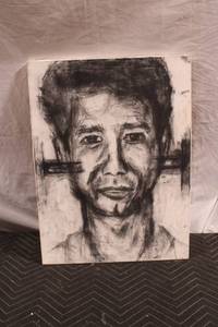 lot 358 image: Charcoal Portrait on Canvas of a Man