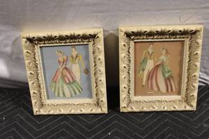 lot 377 image: Pair of Vintage Framed Prints with Ornate Frames