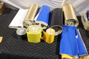lot 388 image: Assorted Rolls of Vinyl and PVC Sheets