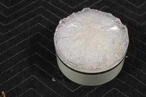 lot 409 image: Vintage Pressed Glass Powder Box with Puff