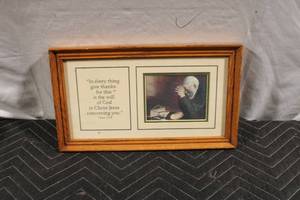 lot 424 image: Framed Print with Quote and Prayer Image