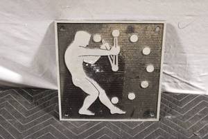 lot 454 image: Vintage Metal Juggling Man Art Panel