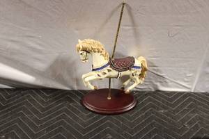 lot 455 image: Vintage Carousel Horse Figurine with Wooden Base