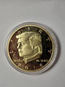 lot 15 image: 2018 Donald Trump Liberty Proof - Gold Plated Coin Round (cased)