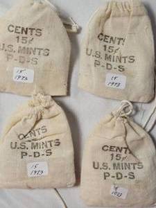 lot 35 image: 4 Bags (1973 US Mint Cents P-D-S)