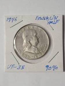 lot 42 image: 1946 Franklin Half Dollar Silver  