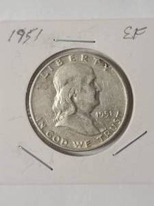 lot 51 image: 1951 Franklin Half Dollar Silver 