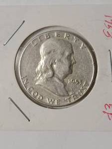 lot 56 image: 1953 Franklin Half Dollar Silver 