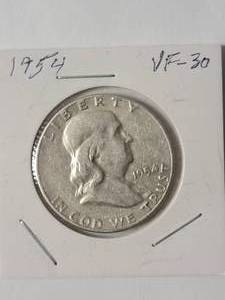 lot 60 image: 1954 Franklin Half Dollar Silver 