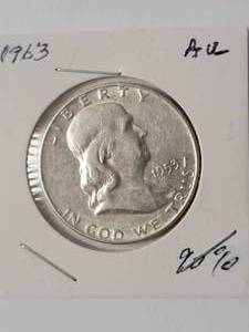 lot 62 image: 1963 Franklin Half Dollar Silver  