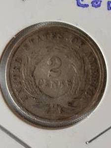 lot 70 image: 1865 2 cent coin  -  Civil War Date